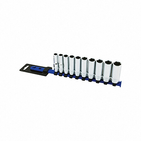 Juego de 10 vasos largos de 3/8" y 6 puntas (mm)