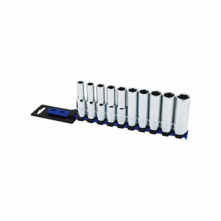 Juego de 10 vasos largos de 1/2" y 6 puntas (mm)