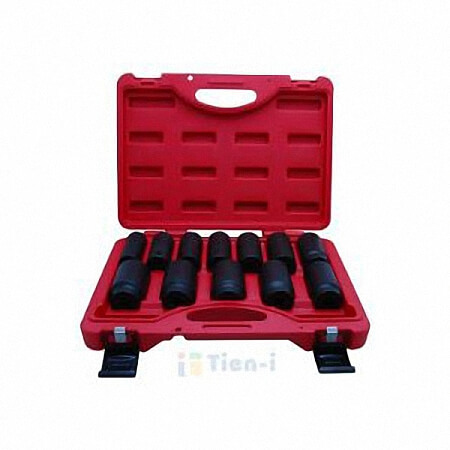 Juego de 12 vasos de impacto profundas de 1/2" y 12 puntas (mm)
