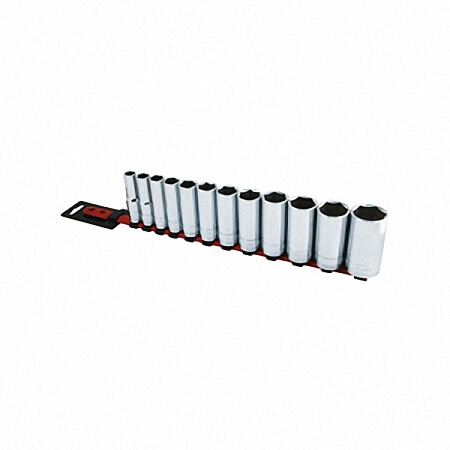 Juego de 12 vasos largos de 1/2" y 6 puntas (SAE)