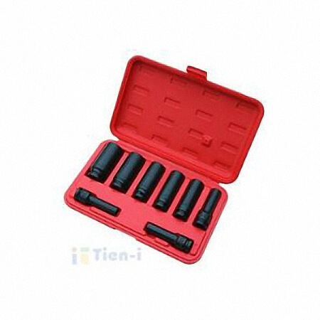 Juego de 8 vasos de impacto de 6 puntas de 1/2" y 1/2"