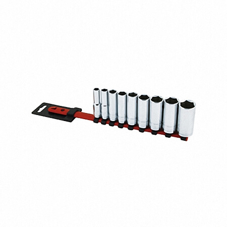Juego de 9 vasos largos de 3/8" y 6 puntas