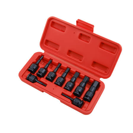 Juego de 9 vasos de impacto hexagonales de 3/8"