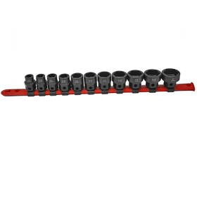 Juego de 10 vasos de impacto cortos de 3/8" DR., 1/4"-3/4", perfil bajo, vástago hexagonal