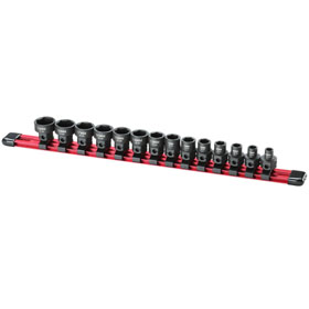 Juego de 14 vasos de impacto cortos de 3/8" DR., 6-19 mm, perfil bajo, vástago hexagonal