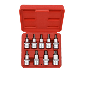 Juego de 9 vasos con punta Torx inviolable de 5 lóbulos, 1/2" DR.