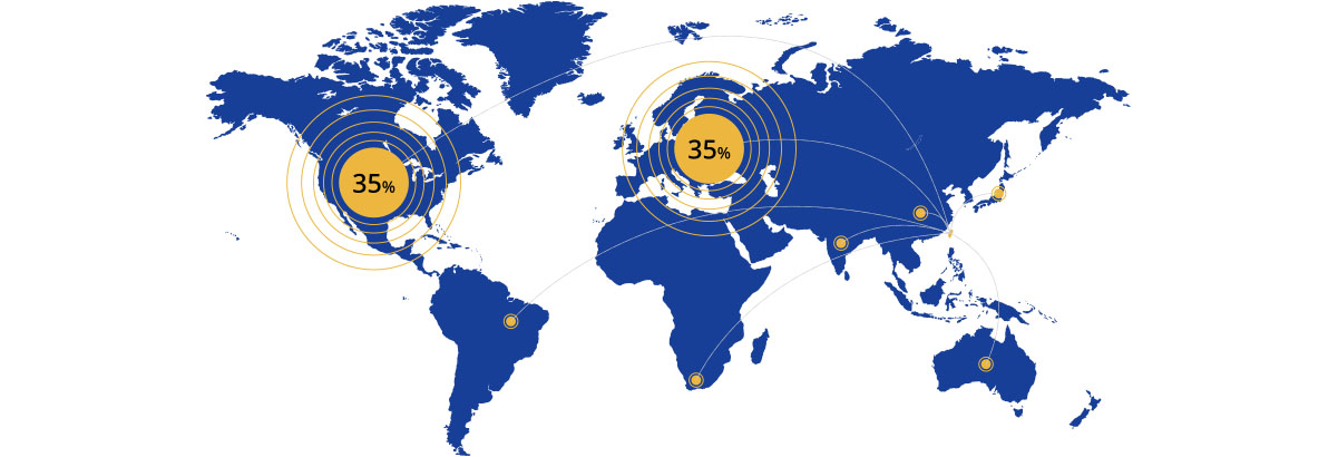 Ubicación geográfica y servicio global