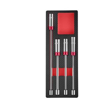Juego de 4 vasos magnéticos articulados con prolongación para bujías, 3/8" DR.