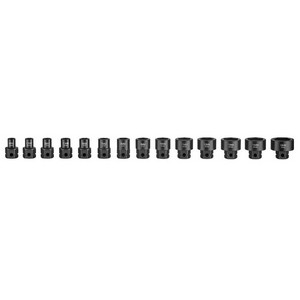 Juego de 13 vasos de impacto cortos hexagonales de 1/4" DR.
