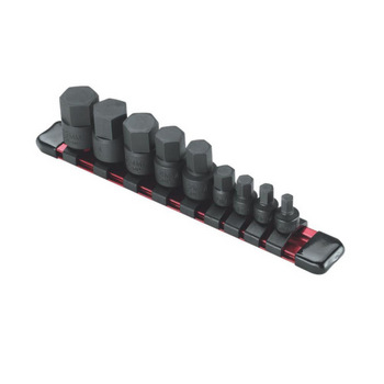 Juego métrico de 9 vasos cortos con punta hexagonal de 1/4" y 3/8" DR.