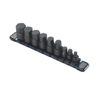 Juego SAE de 9 vasos cortos con punta hexagonal de 1/4" y 3/8" DR.